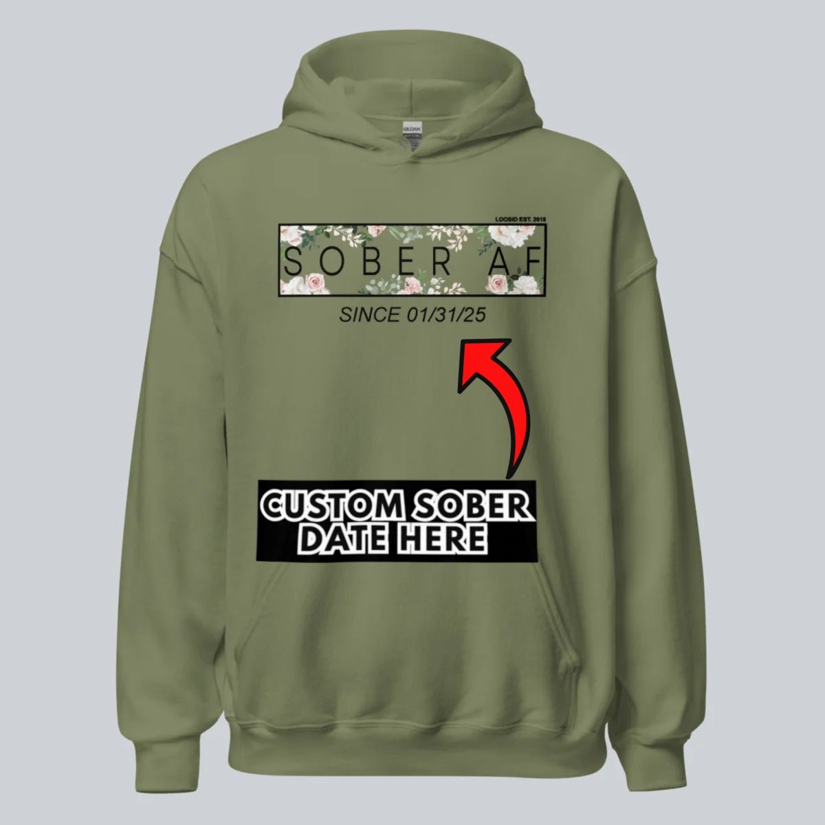 Sober AF Flower Recovery Hoodie flat lay styled image (view 13)