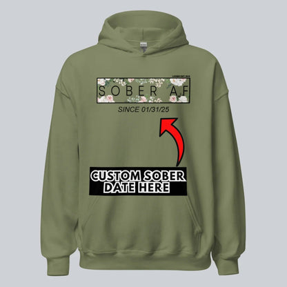 Sober AF Flower Recovery Hoodie flat lay styled image (view 13)