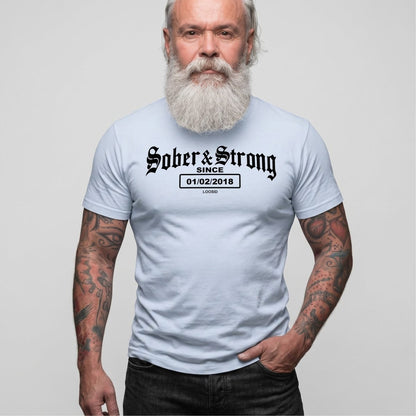 Old School Sober & Strong Sober T Shirt close-up view (view 32)