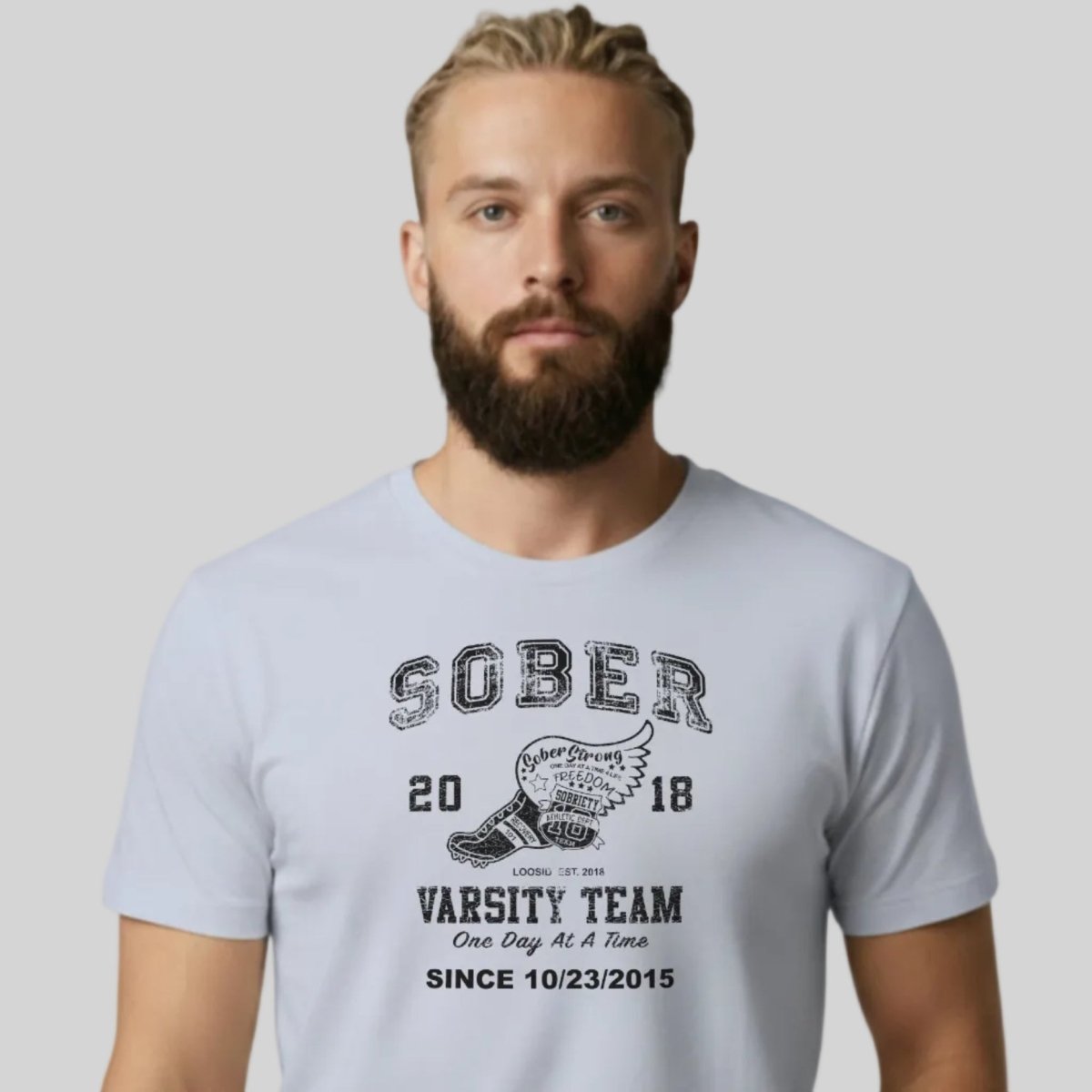 Sober Varsity Sober T Shirt featuring the design (view 21)