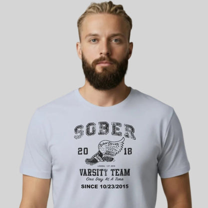 Sober Varsity Sober T Shirt featuring the design (view 21)