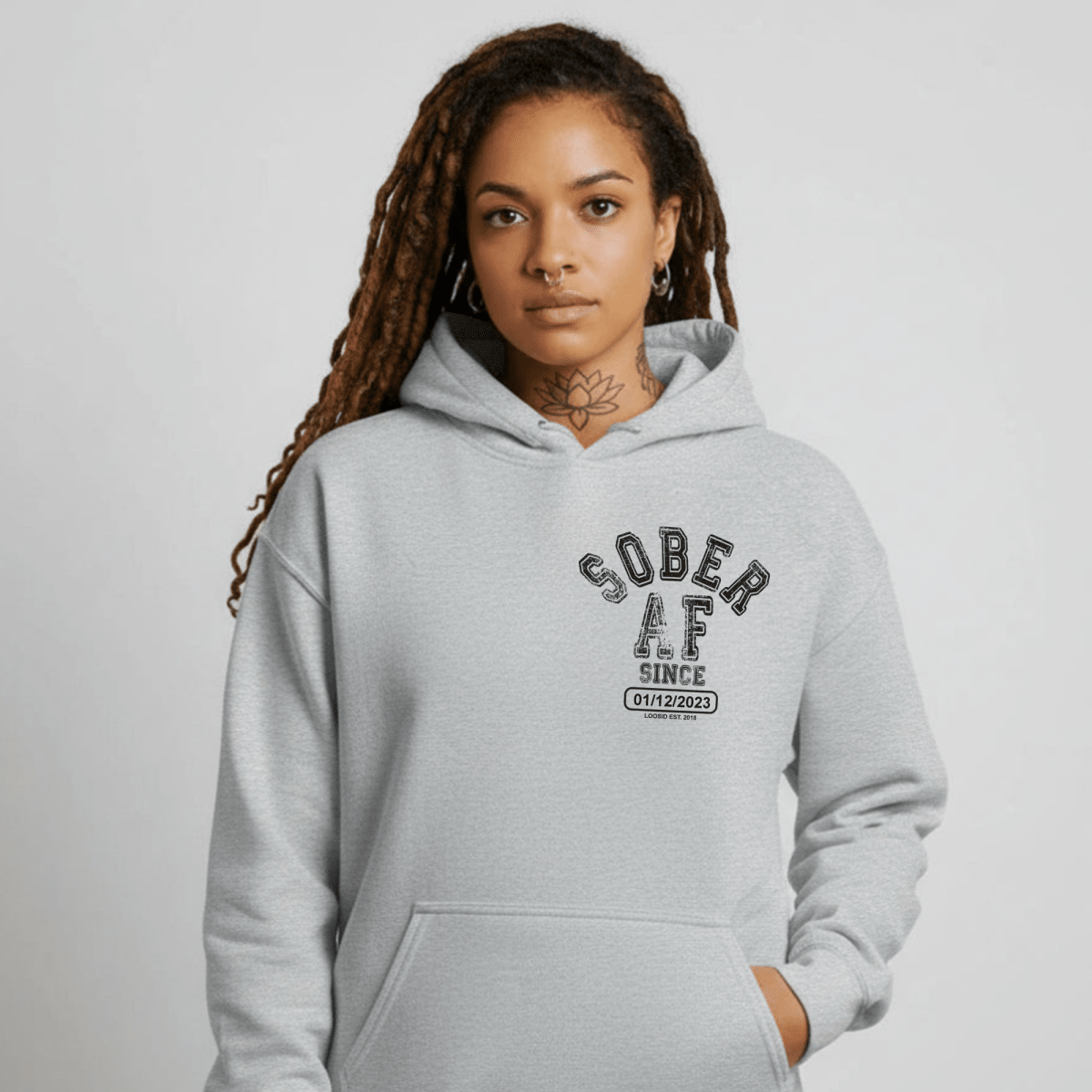 Sober AF Recovery Hoodie fit detail (view 19)