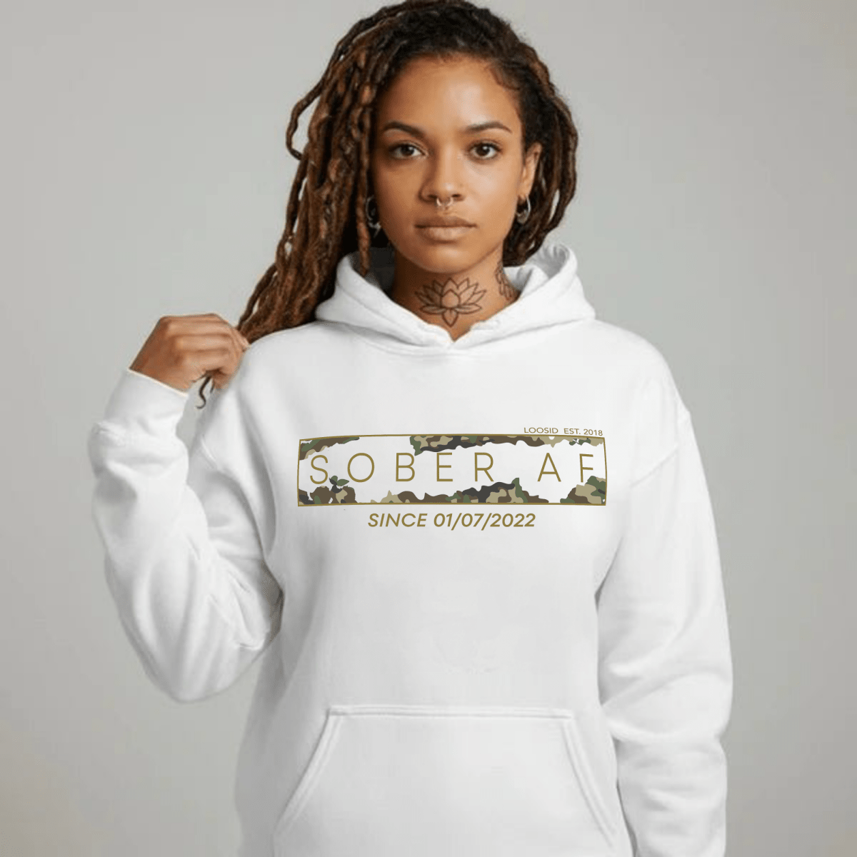 Sober AF Camo Recovery Hoodie featuring the design (view 21)