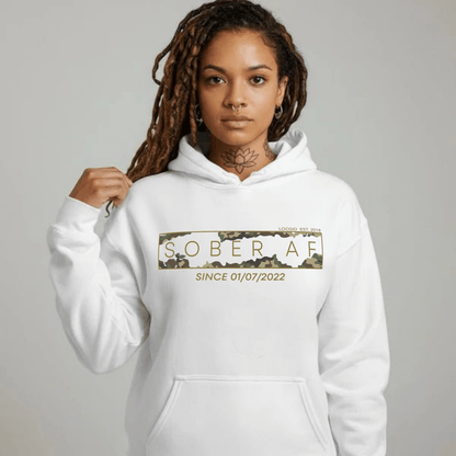 Sober AF Camo Recovery Hoodie featuring the design (view 21)