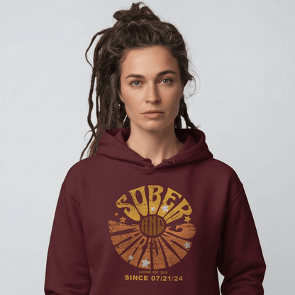 Sober & Thriving Recovery Hoodie lifestyle view (view 15)