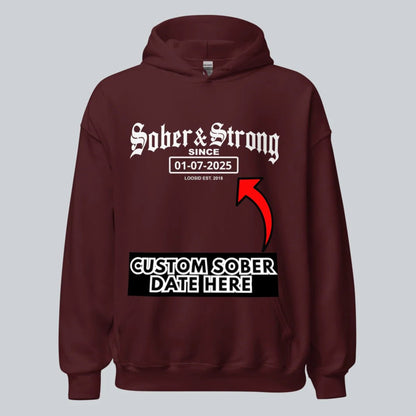 Old School Sober & Strong Recovery Hoodie packaging detail (view 18)