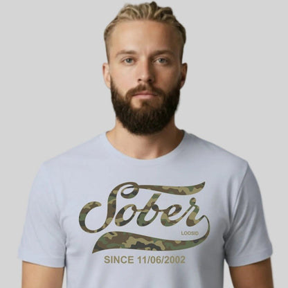Sober Since Camo Sober T Shirt packaging detail (view 18)