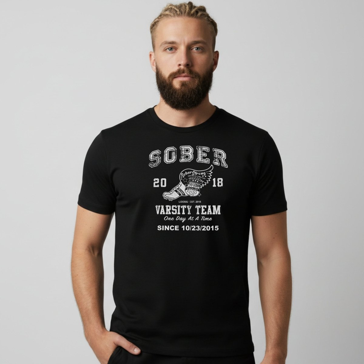 Sober Varsity Sober T Shirt graphic detail (view 4)