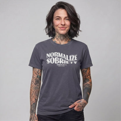 Normalize Sobriety Women garment dyed Sober T Shirt product photo (view 10)