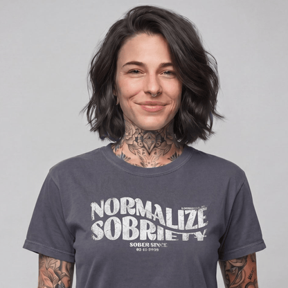 Normalize Sobriety Women garment dyed Sober T Shirt fit detail (view 9)