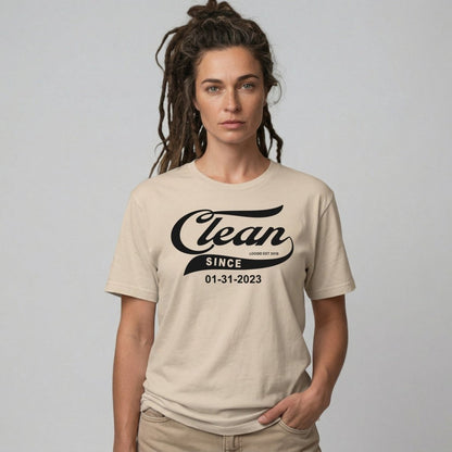 Clean Since Sober T Shirt close-up view (view 12)