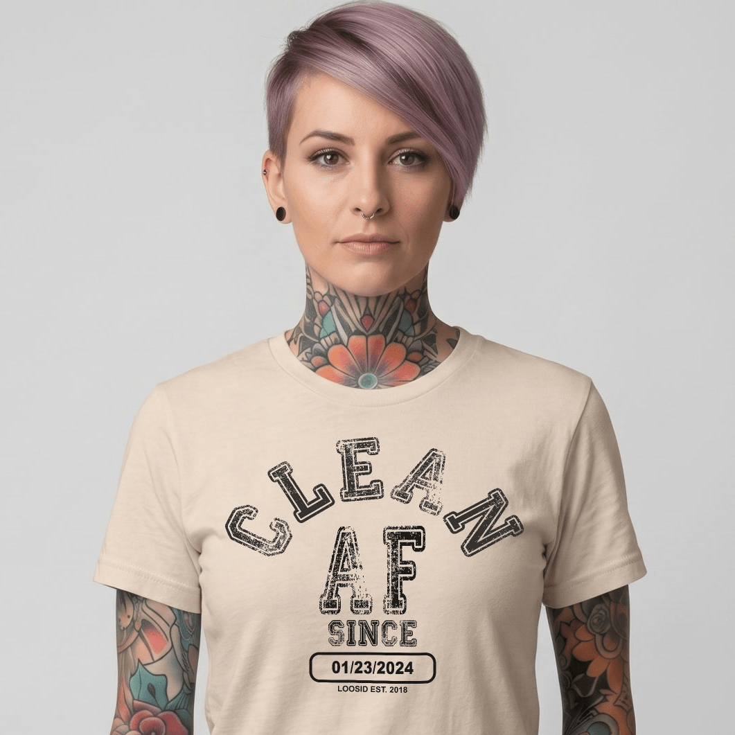Clean AF Since Clean Sober T Shirt graphic detail (view 24)