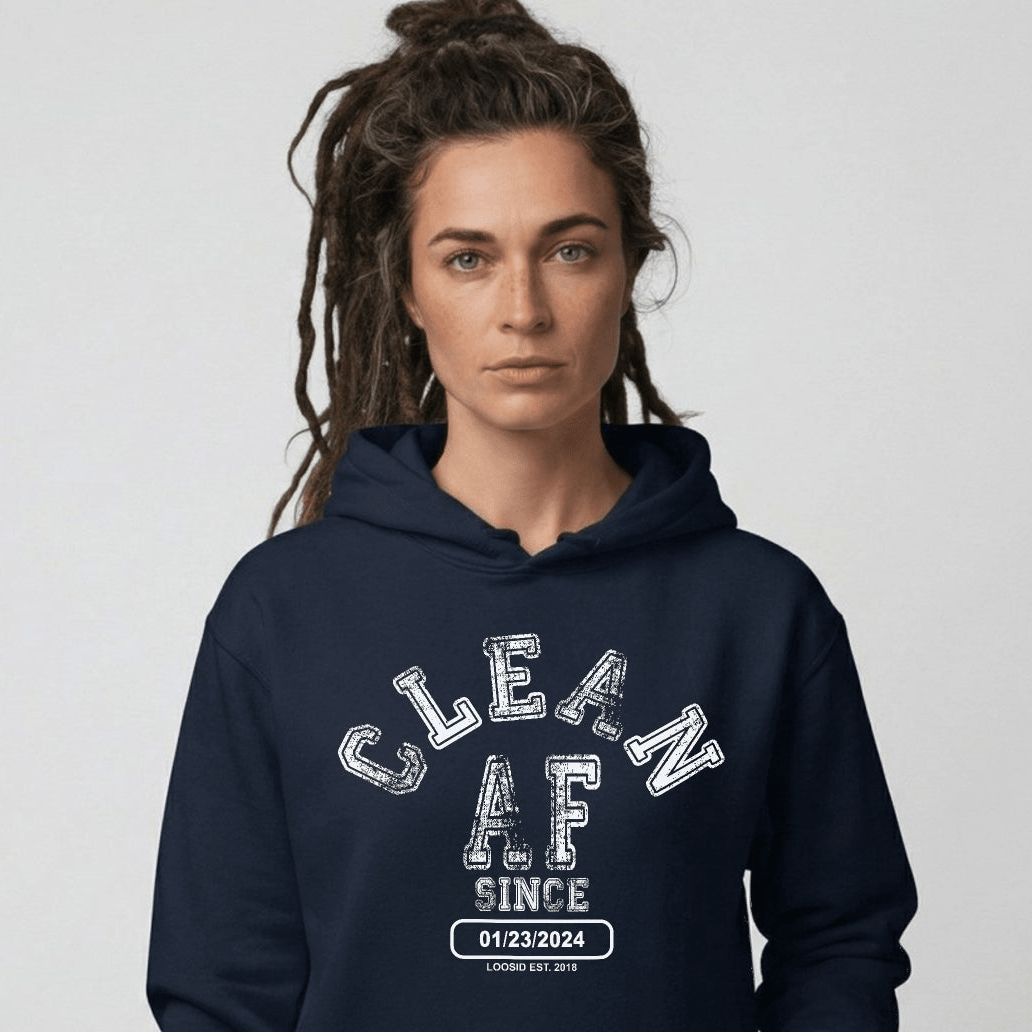 Clean AF Since Recovery Hoodie side view (view 6)