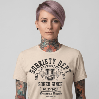 Sobriety Dept Sober T Shirt lifestyle view (view 25)