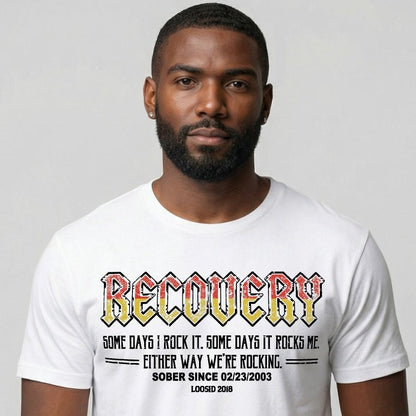 Recovery Rock Sober T Shirt back view (view 7)
