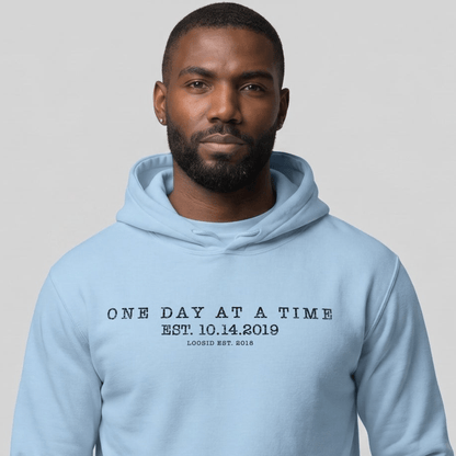 One Day At a Time Recovery Hoodie fit detail (view 9)