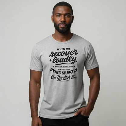When we recover loudly men Sober T Shirt fit detail (view 19)