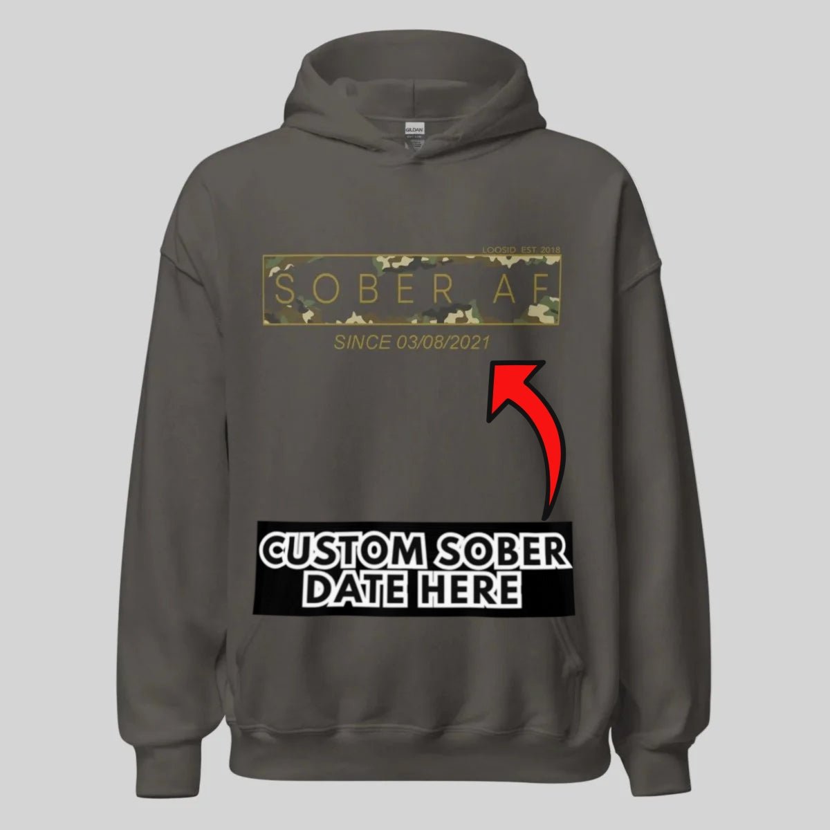 Sober AF Camo Recovery Hoodie featuring the design (view 11)