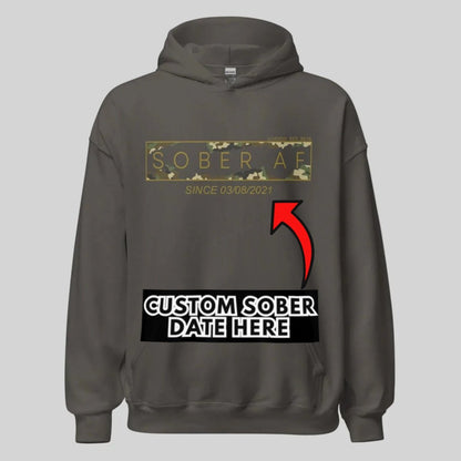 Sober AF Camo Recovery Hoodie featuring the design (view 11)