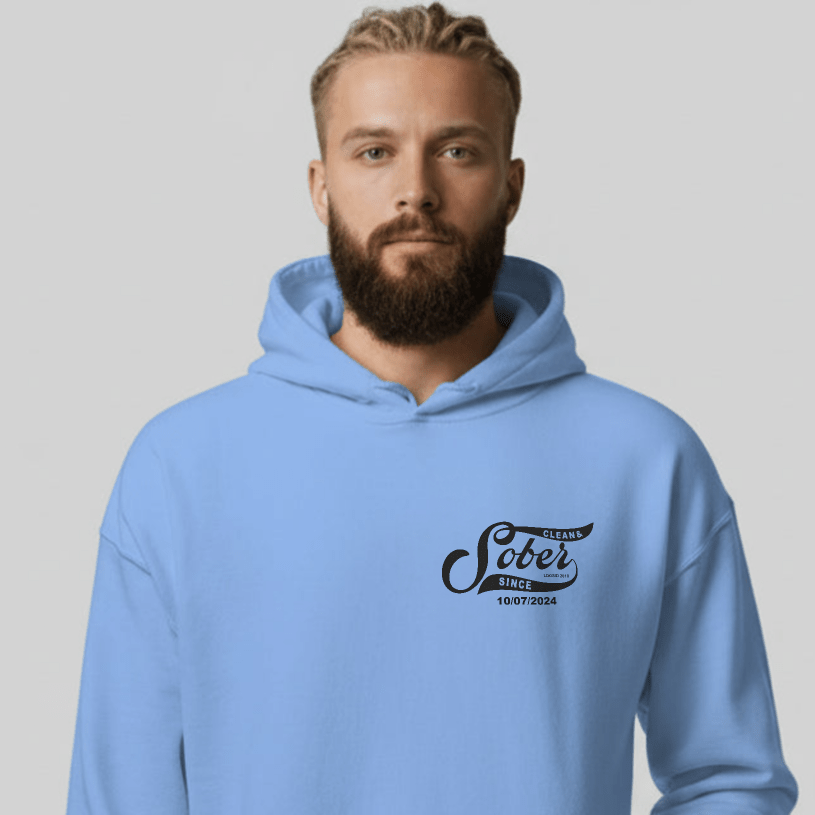 Sober Since Recovery Hoodie fit detail (view 29)