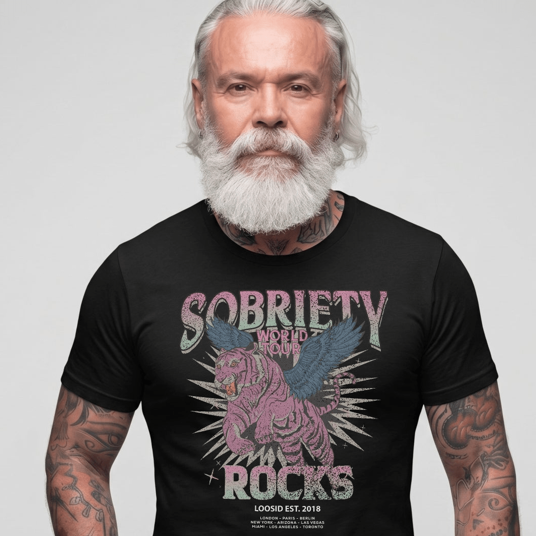 Sobriety Rocks Tour Sober T Shirt close-up view (view 2)