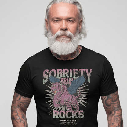 Sobriety Rocks Tour Sober T Shirt close-up view (view 2)