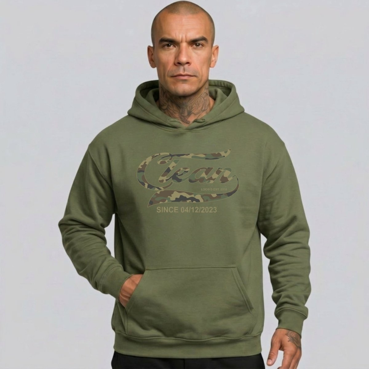 Clean Since Camo Recovery Hoodie fit detail (view 19)