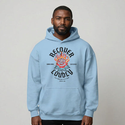 Recover Loudly Custom Sobriety Date Recovery Hoodie featuring the design (view 41)