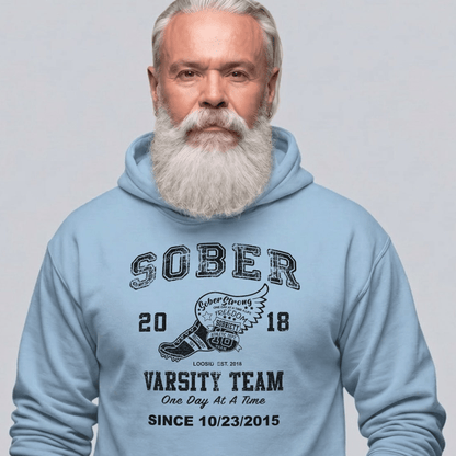 Sober Varsity Team Recovery Hoodie back view (view 27)