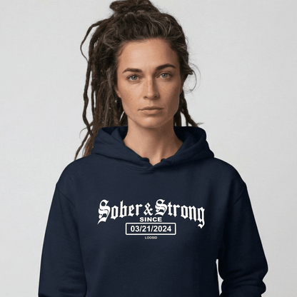Old School Sober & Strong Recovery Hoodie product photo (view 30)