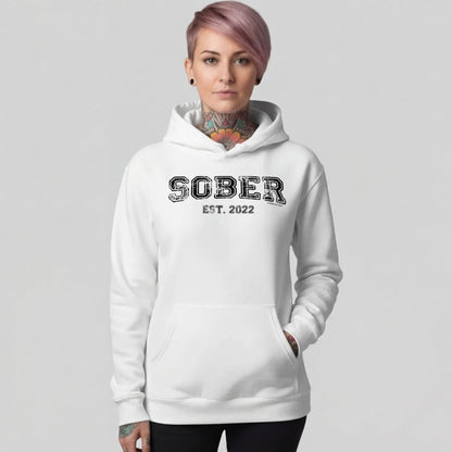 Sober Est. Hoodie w Personalized Sobriety Year Recovery Hoodie side view (view 26)
