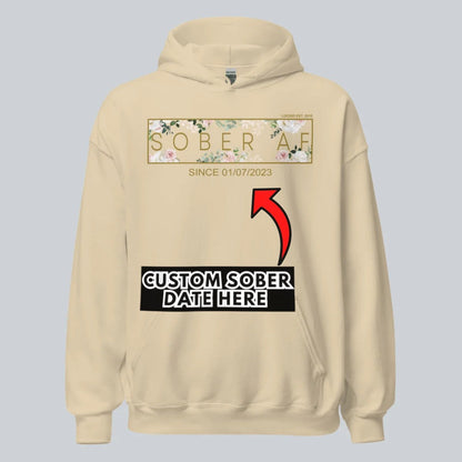 Sober AF Flower Recovery Hoodie flat lay styled image (view 43)