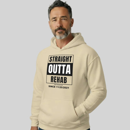 Straight Outta Rehab Recovery Hoodie close-up view (view 32)