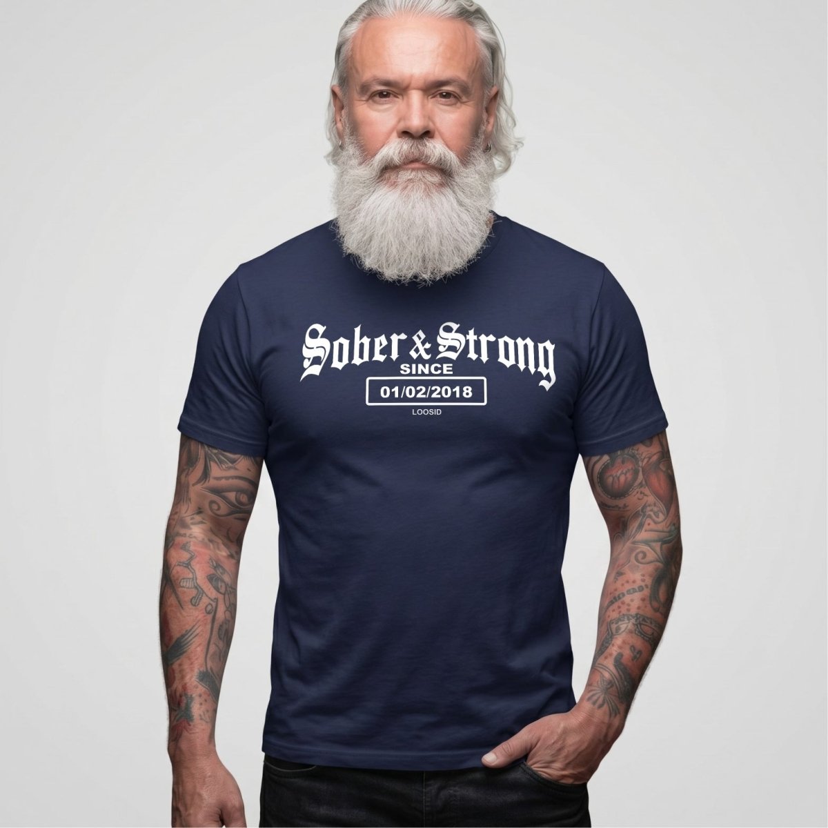 Old School Sober & Strong Sober T Shirt flat lay styled image (view 13)
