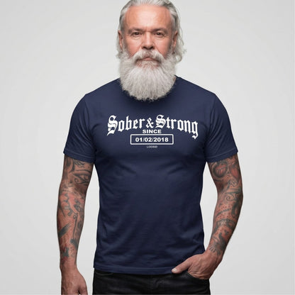 Old School Sober & Strong Sober T Shirt flat lay styled image (view 13)
