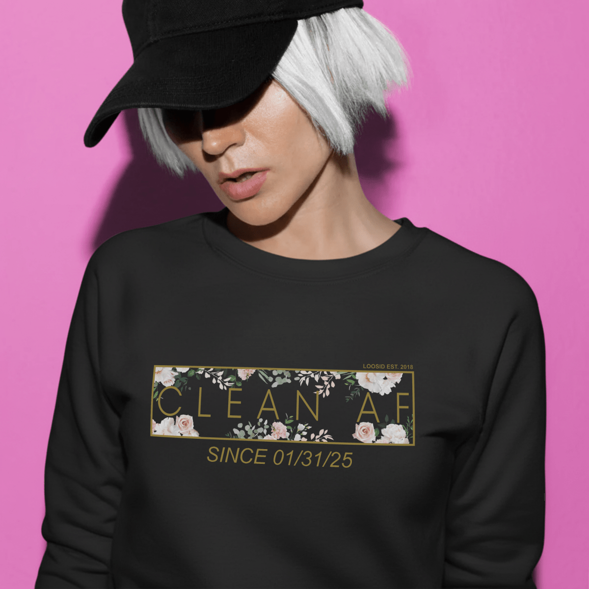 Loosid Clean AF Flower Long Sleeve Sober T Shirt featuring the design