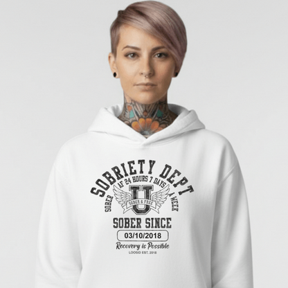 Sobriety Dept Recovery Hoodie featuring the design (view 21)