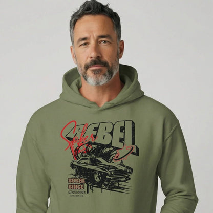Sober Rebel Custom Sobriety Date Recovery Hoodie flat lay styled image (view 13)