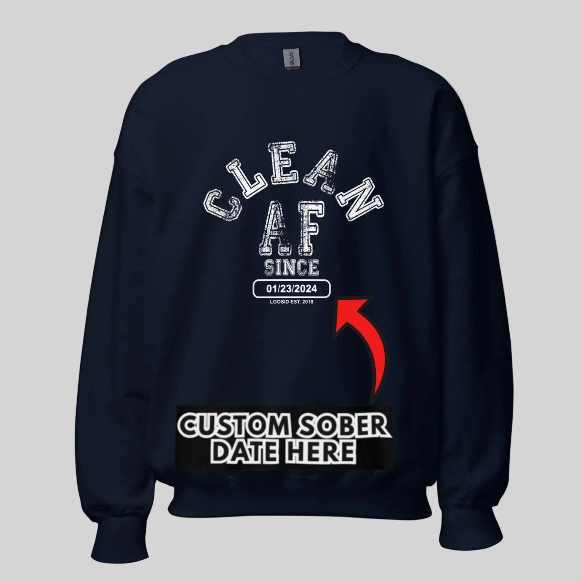 Clean AF Since Sobriety Recovery Hoodie back view (view 7)