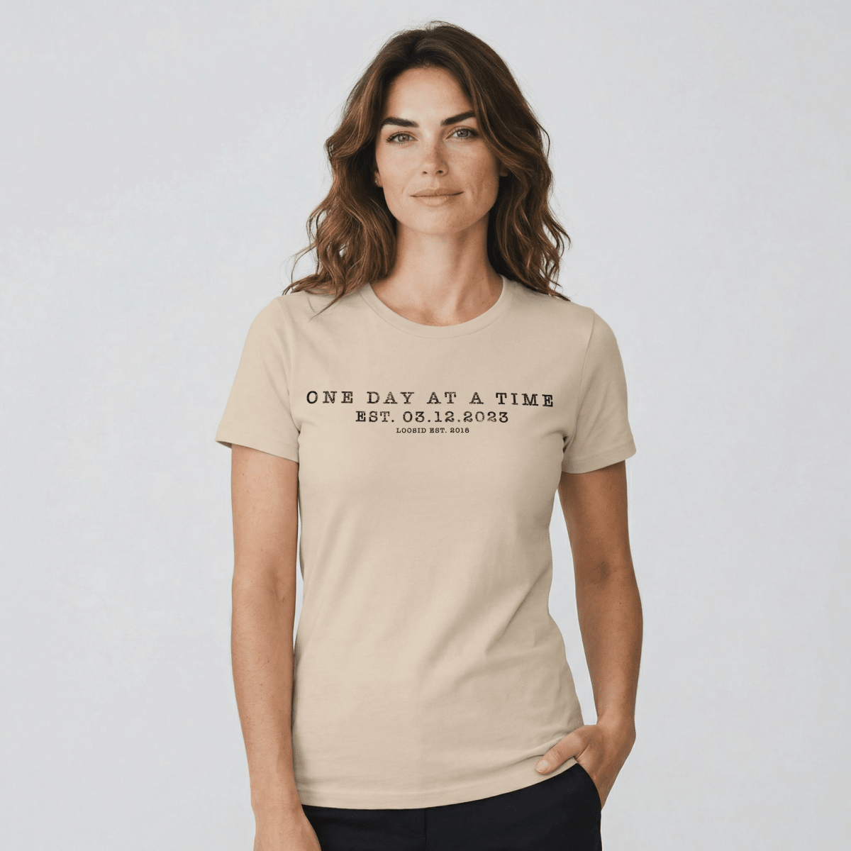 One Day at A Time Sober T Shirt fit detail (view 9)
