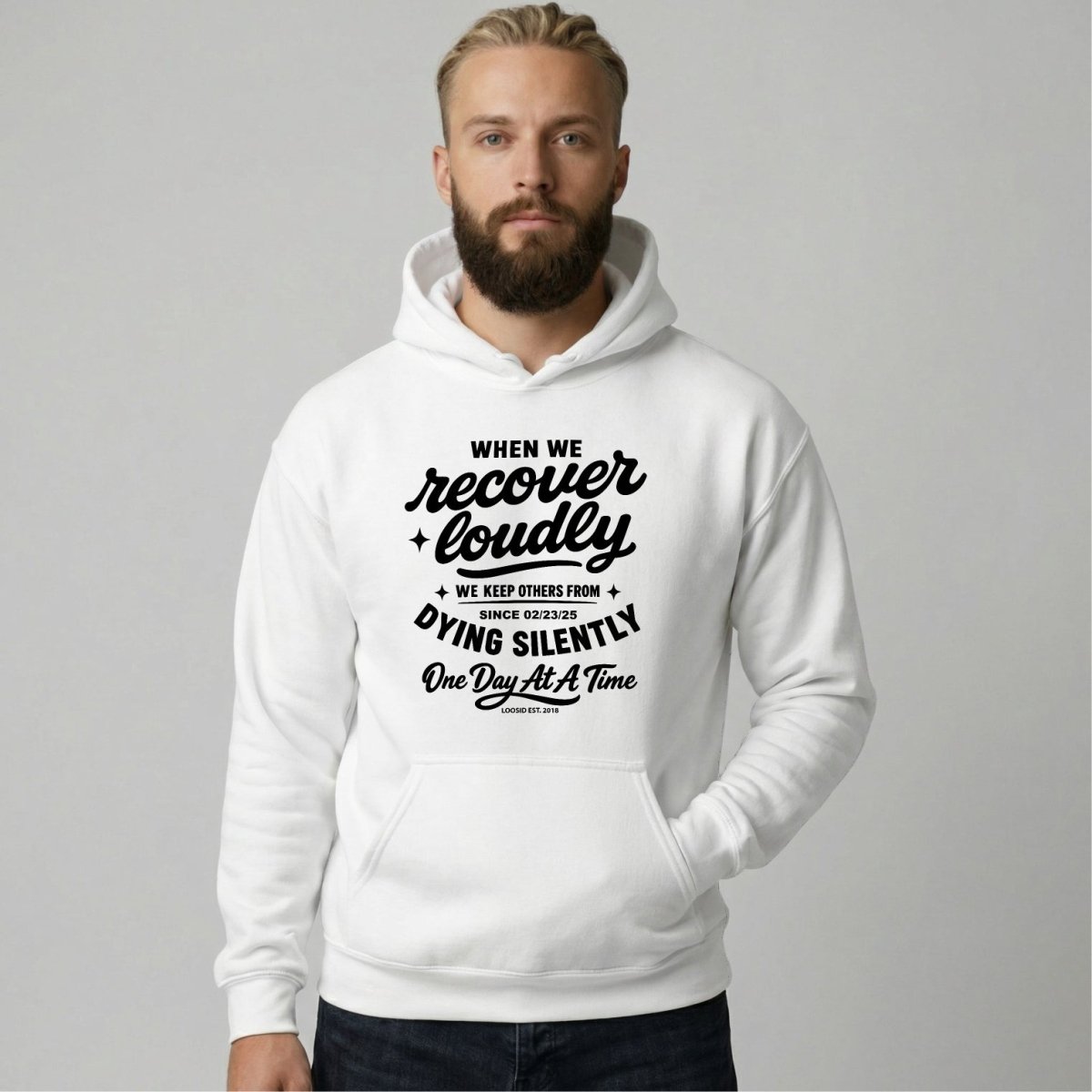 When we recover loudly Recovery Hoodie fit detail (view 19)