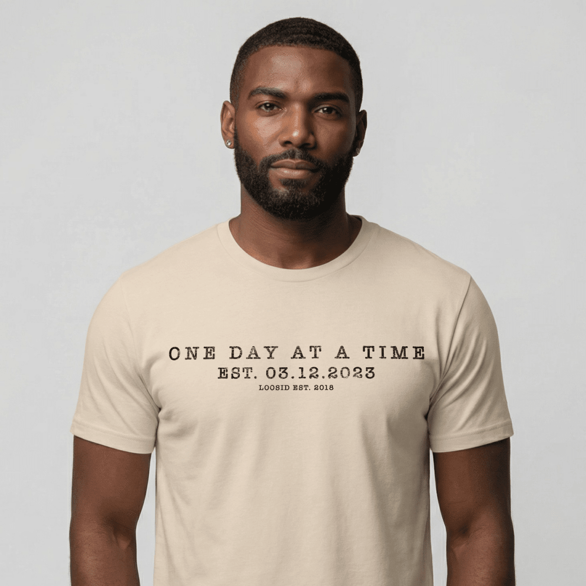 Loosid One Day At a Time Sober T Shirt featuring the design