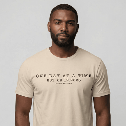 Loosid One Day At a Time Sober T Shirt featuring the design