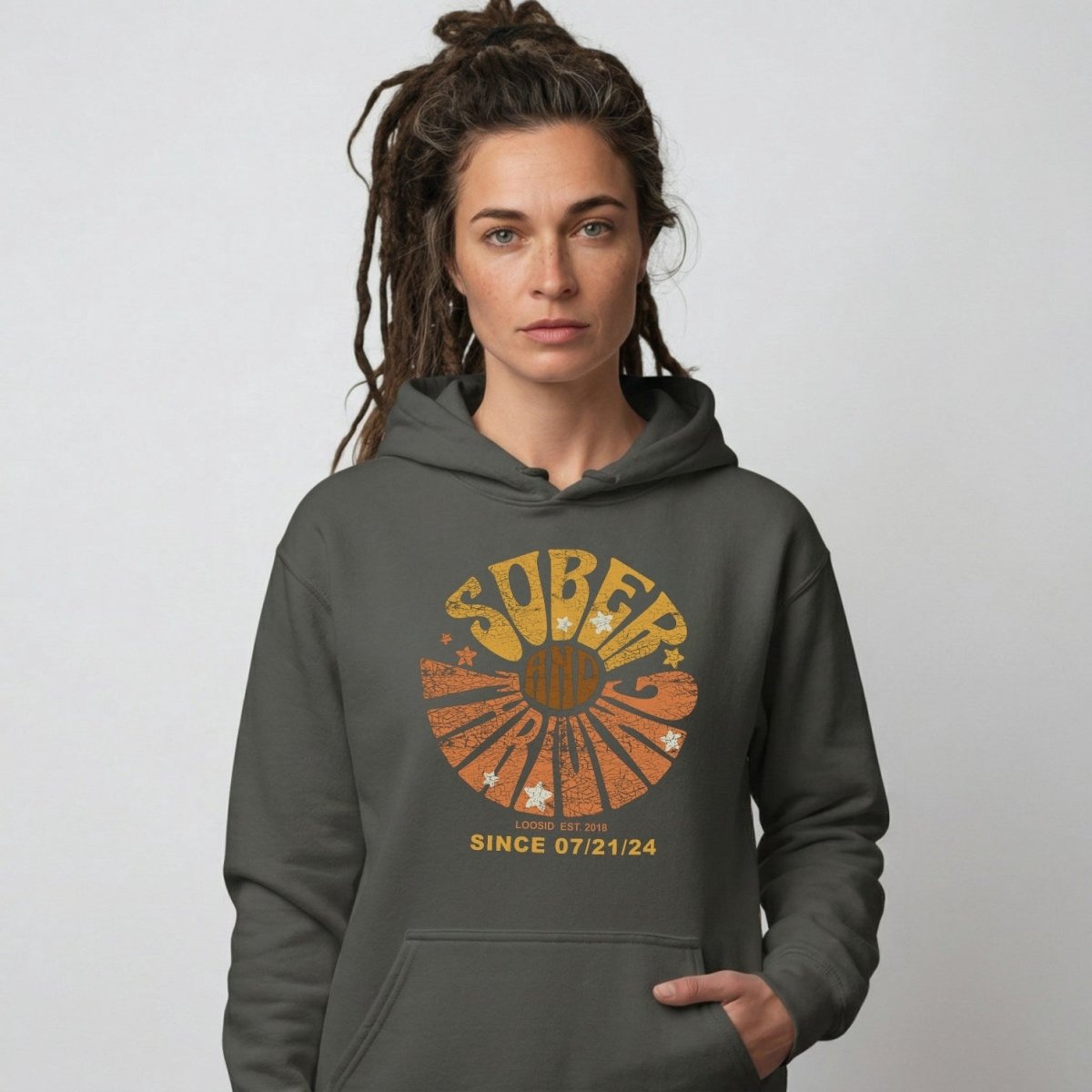 Sober & Thriving Recovery Hoodie featuring the design (view 21)