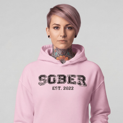 Sober Est. Hoodie w Personalized Sobriety Year Recovery Hoodie featuring the design (view 31)