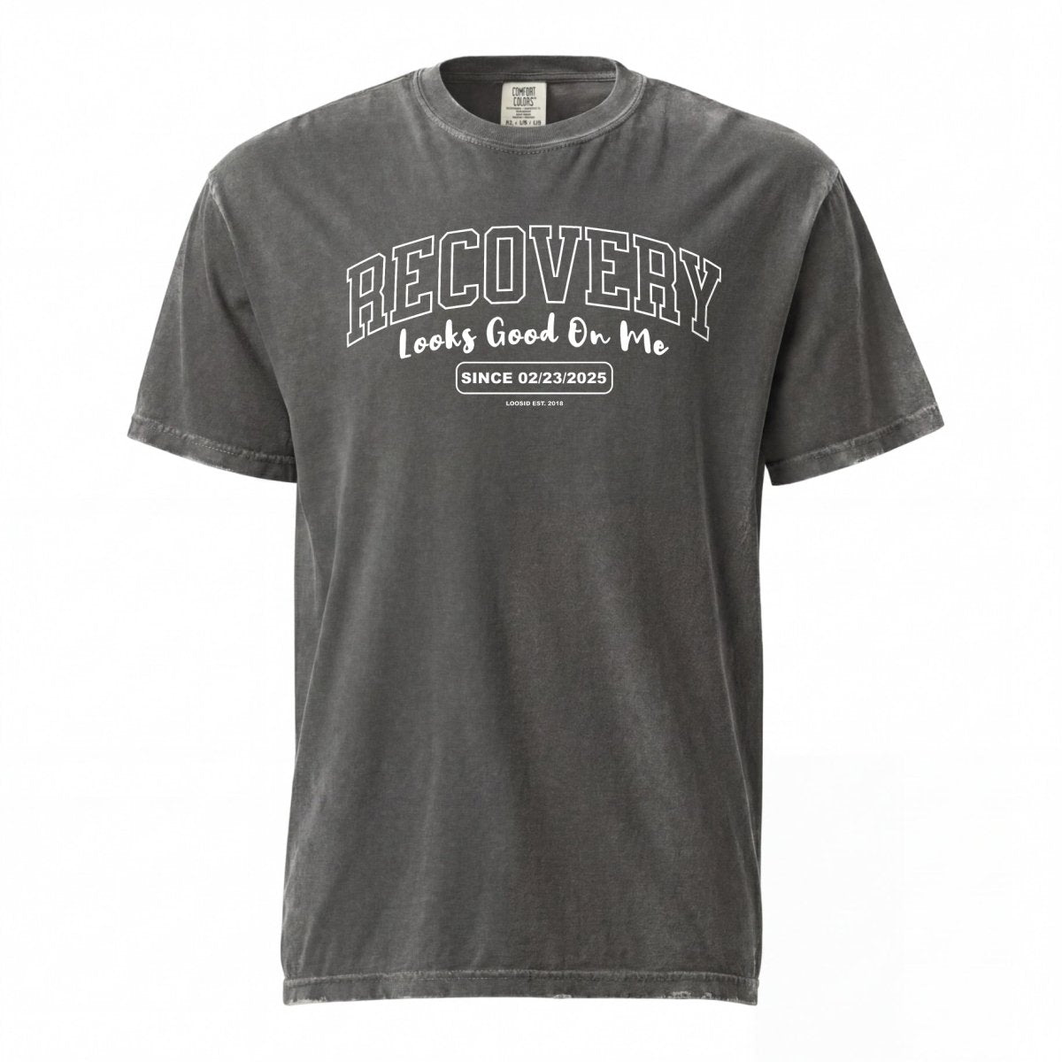 Recovery Looks Good On Me Women garment dyed Sober T Shirt featuring the design (view 11)