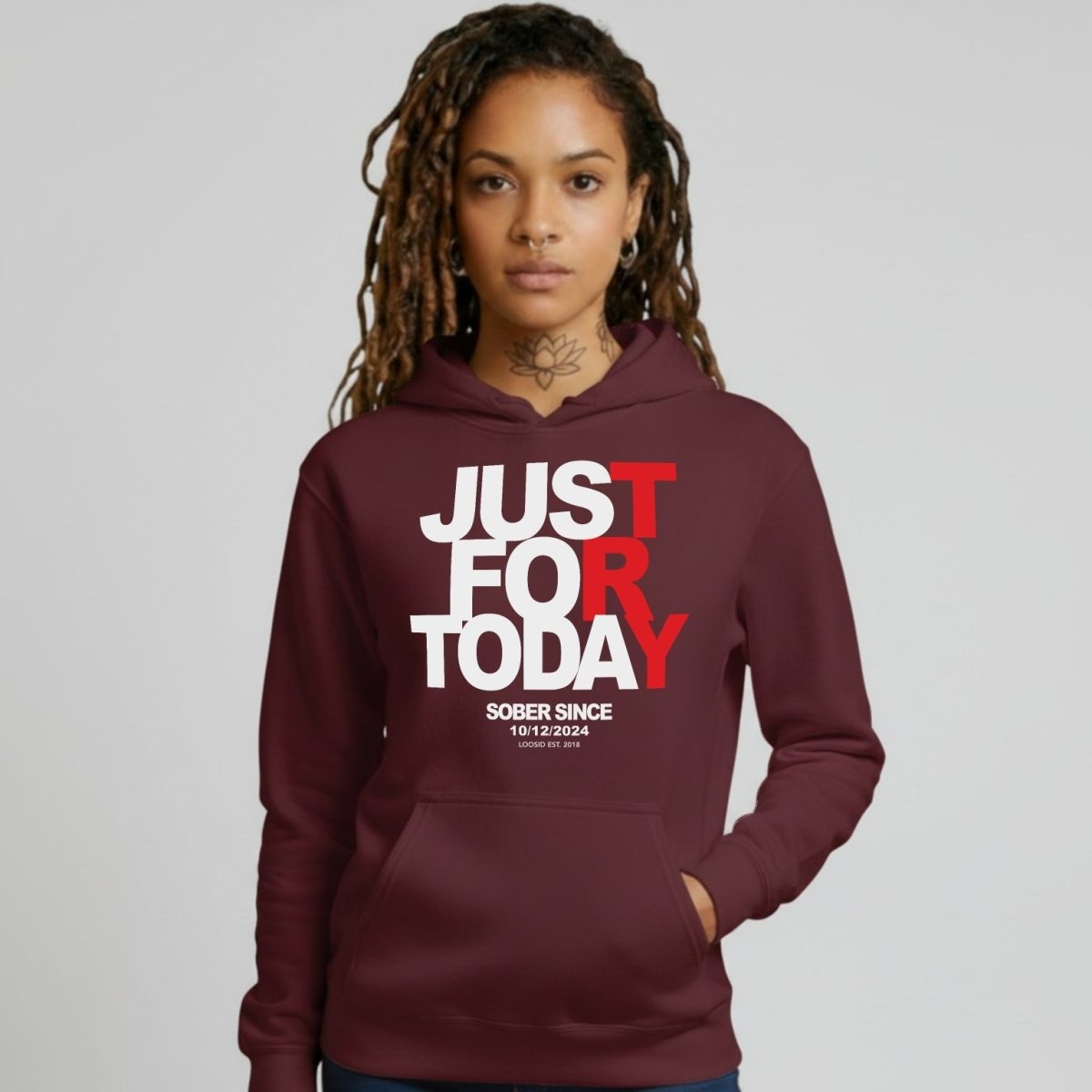 Just For Today Women's Custom Sobriety Date Recovery Hoodie product photo (view 30)