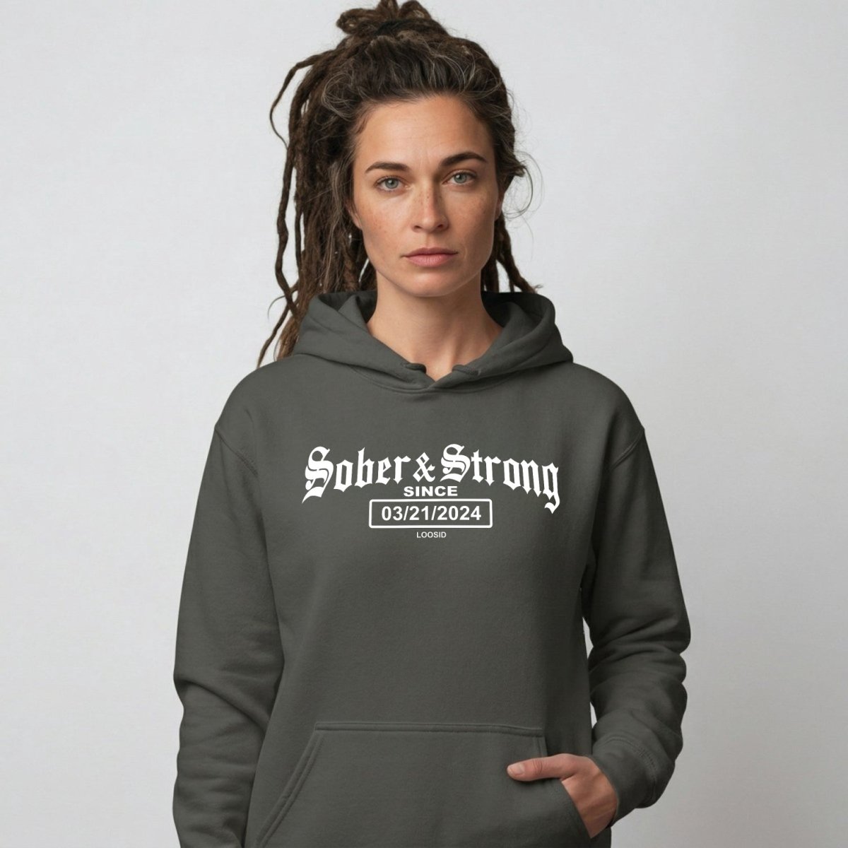 Old School Sober & Strong Recovery Hoodie featuring the design (view 41)