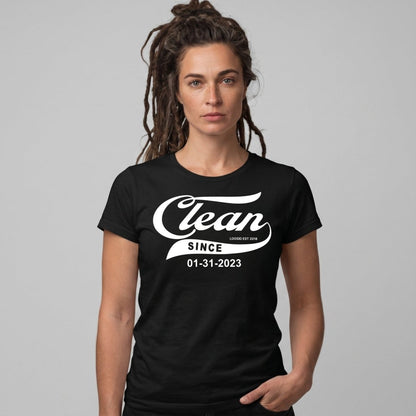 Clean Since Sober T Shirt side view (view 6)