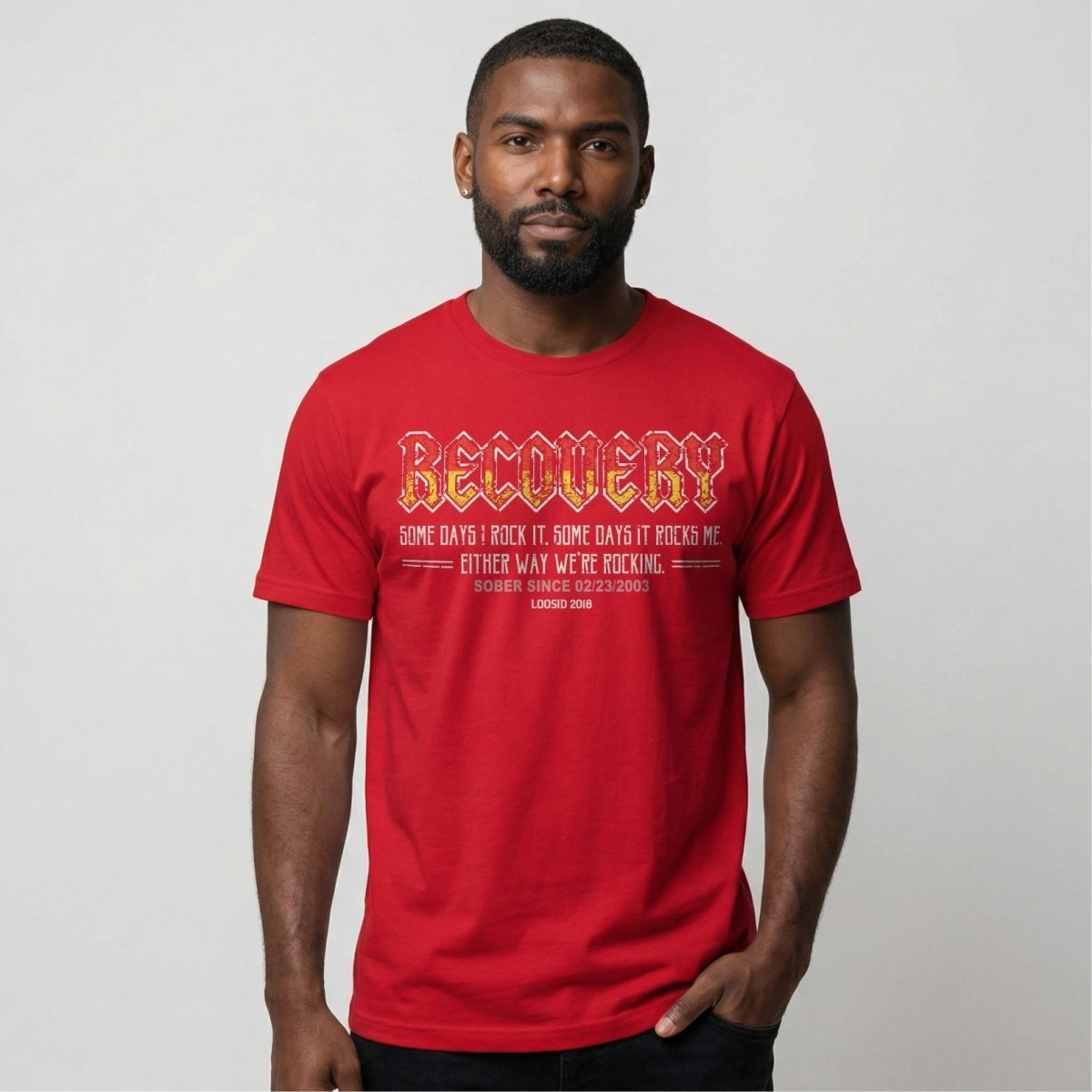 Recovery Rock Sober T Shirt back view (view 17)